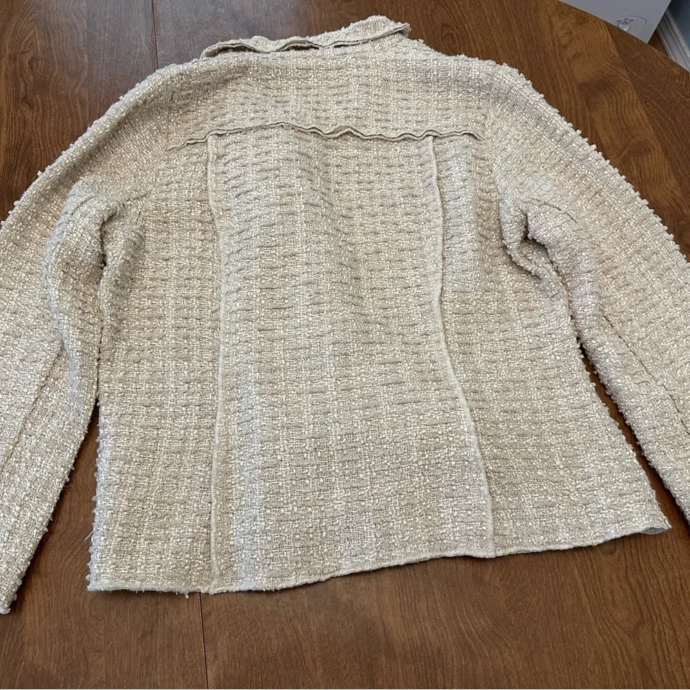 CAbi Jacket Women’s Medium Cream Textured Knit Blazer Snap Buttons - Picture 10 of 11